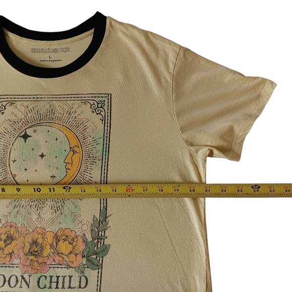 Rebellios One Moon Child women's yellow  short-sleeve crop top t-shirt size L - Picture 7 of 9